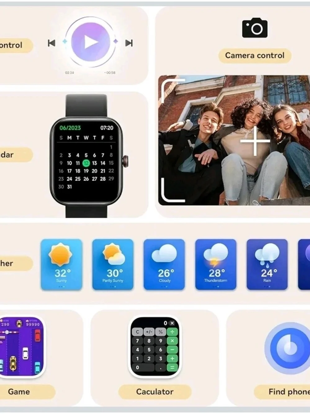 Black Smartwatch with Health Tracking and Call Alerts
